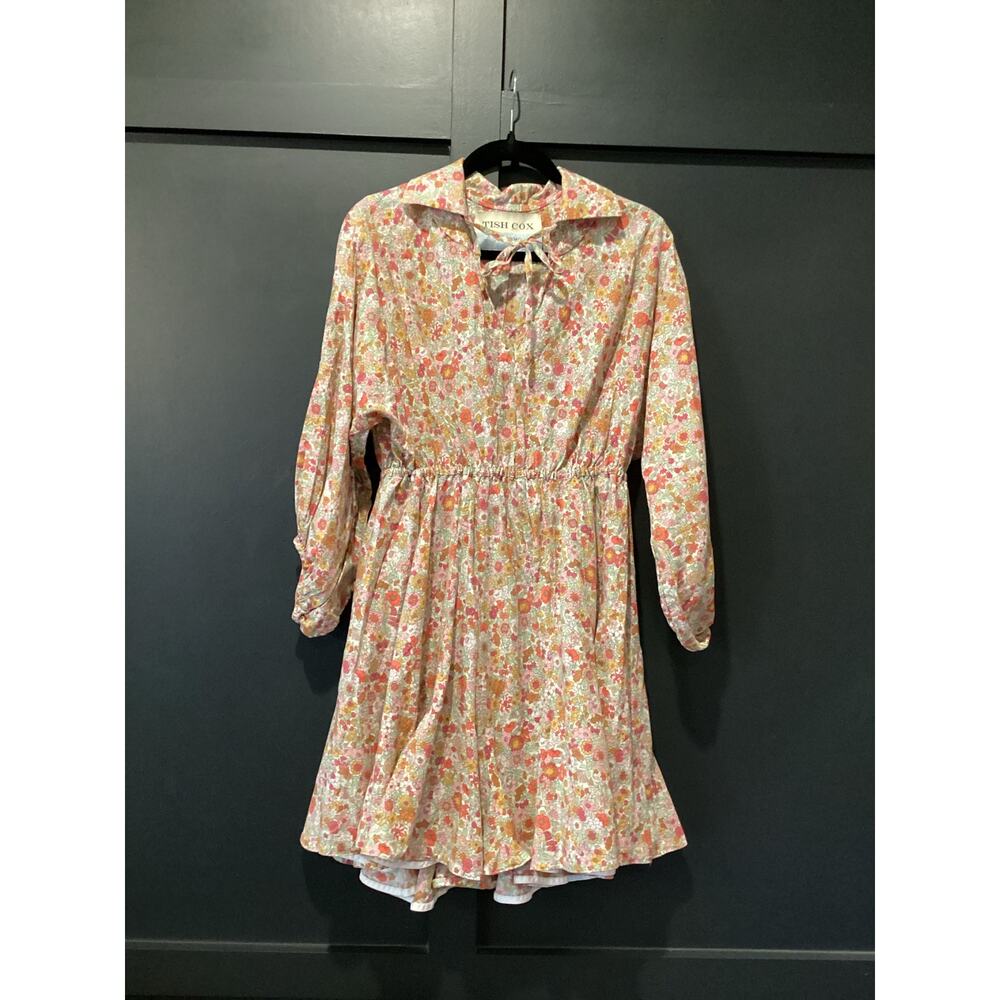 Tish Cox Merry & Me Floral Print cotton Mini Dress in Coral size M